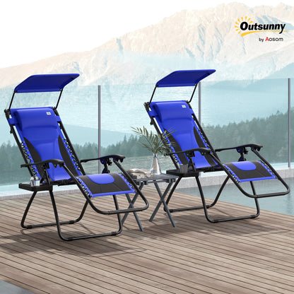 2 Pcs Zero Gravity Lounger Chair, Folding Reclining Chair, Blue