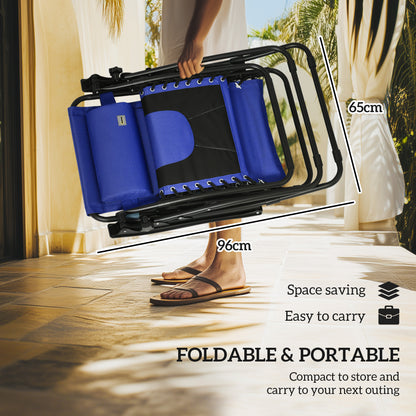 2 Pcs Zero Gravity Lounger Chair, Folding Reclining Chair, Blue