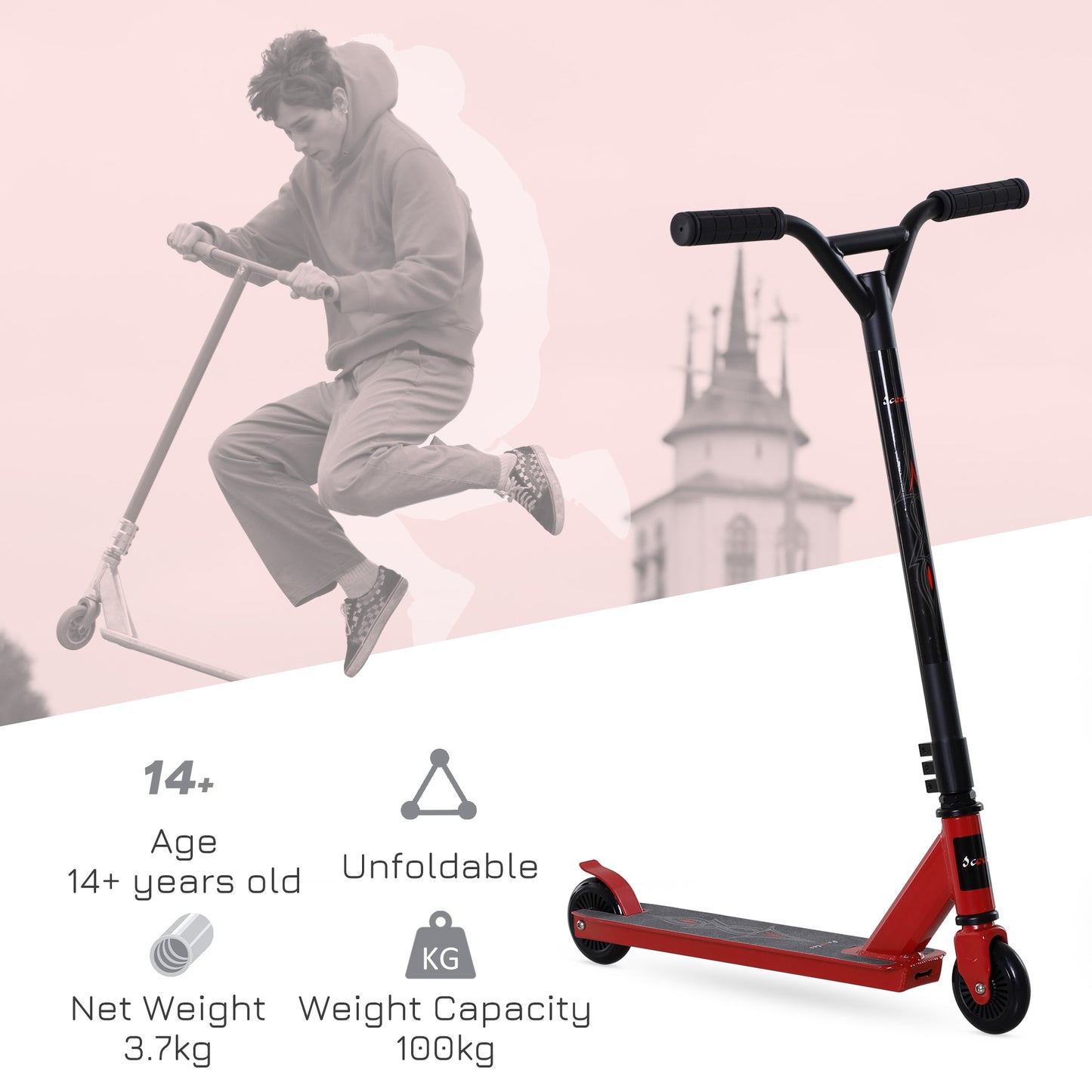 Stunt Scooter Complete Trick Scooters Kick Scooters Teenagers Red