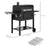 Charcoal Barbecue Grill Trolley Garden Smoker with Shelves, Adjustable Height, Thermometer on Lid, Opener and Wheels