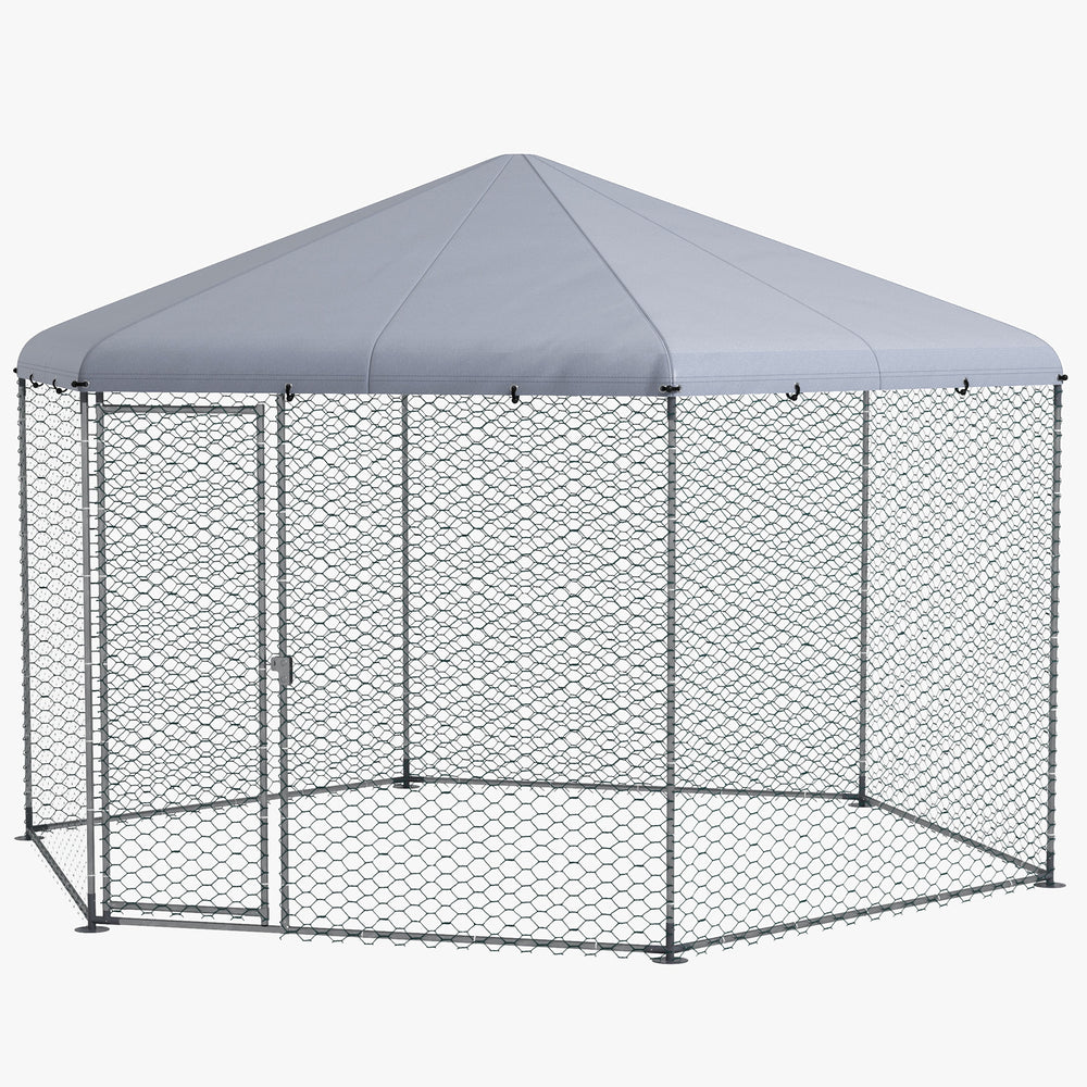 4 x 3.5 x 2.6m Chicken Coop for 10-15 Chickens, Hens, Rabbits, Ducks, Outdoor Garden Chicken Run