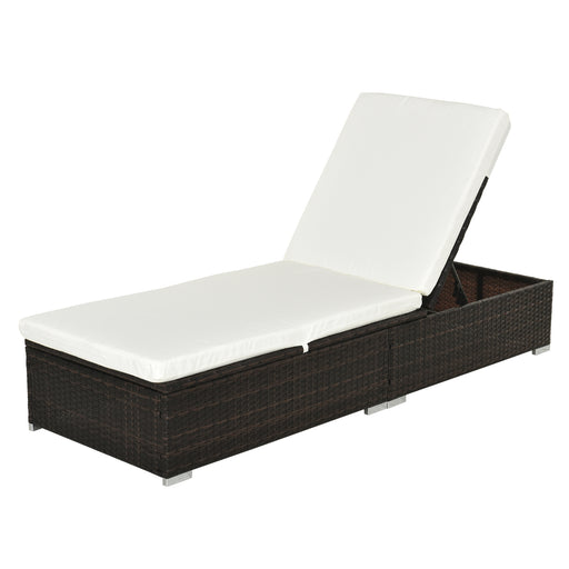 Rattan Recliner Lounger Garden Furniture Sun Lounger Recliner Bed Chair Reclining Patio Wicker Brown