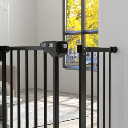Metal 74-94cm Wide Adjustable Dog Gate Black