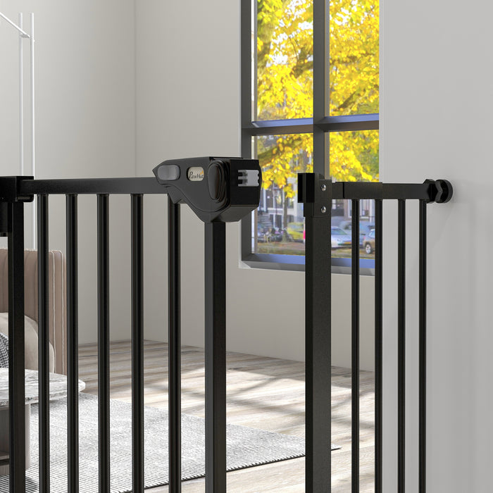 Metal 74-94cm Wide Adjustable Dog Gate Black