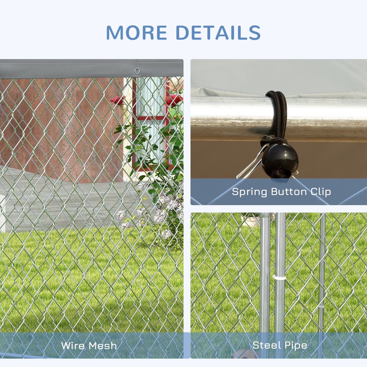 Outdoor Dog Kennel w/ Water-Resistant UV-Resistant Roof 2.1 x 1.85 x 1.5m