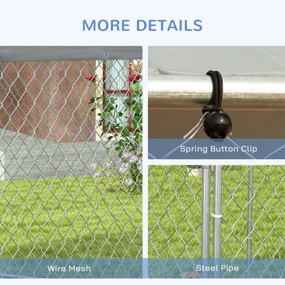 Outdoor Dog Kennel w/ Water-Resistant UV-Resistant Roof 2.1 x 1.85 x 1.5m