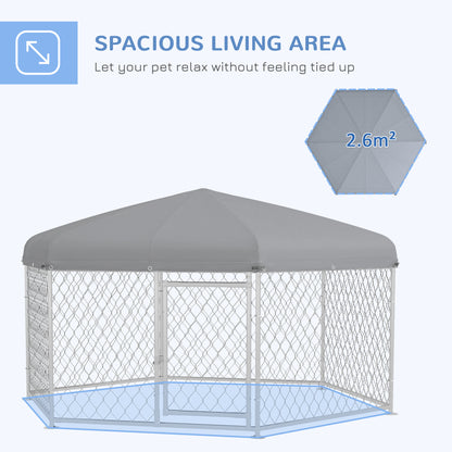 Outdoor Dog Kennel w/ Water-Resistant UV-Resistant Roof 2.1 x 1.85 x 1.5m