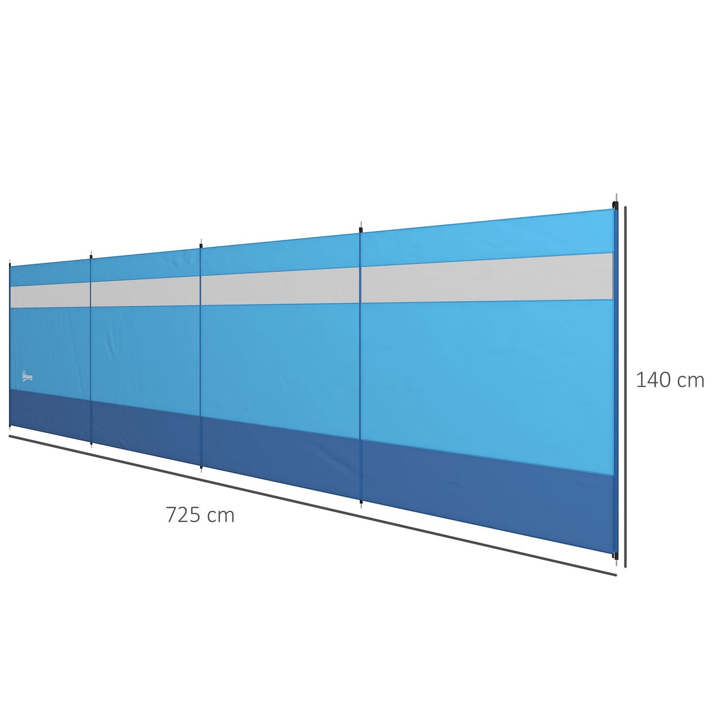 Beach/Camping Windbreaks with Clear Windows and Carry Bag, 725 x 140cm, Blue