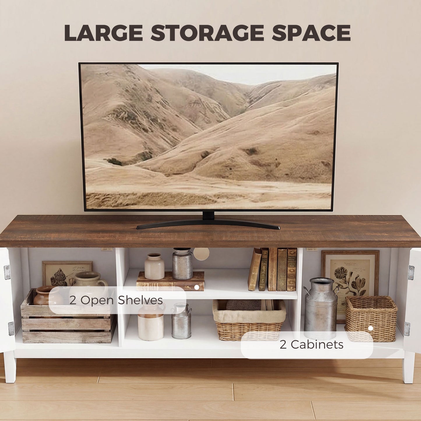 Farmhouse TV Stand for TVs up to 42 Inch, Media Console Table