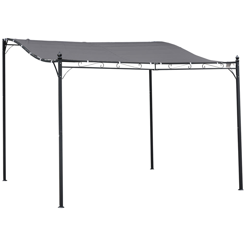 Garden Gazebo Awning 3x3m Freestanding Metal Wall Awning Canopy Grey