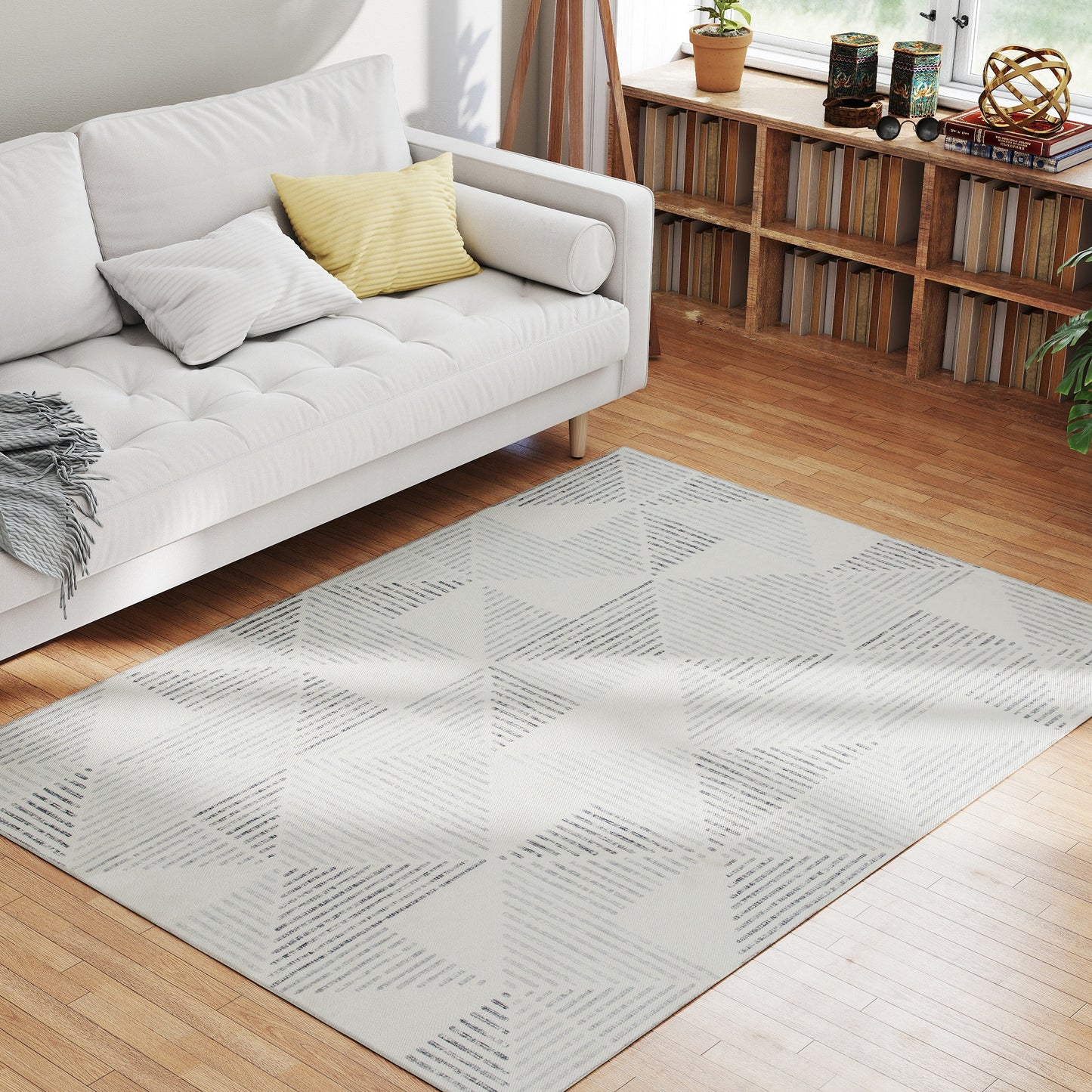 Non-Slip Large Rug for Living Room, 170 x 120 cm, Grey
