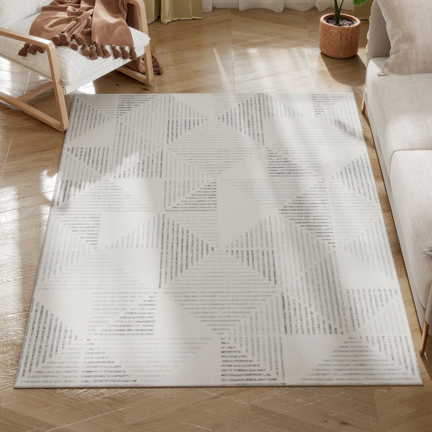 Non-Slip Large Rug for Living Room, 170 x 120 cm, Grey