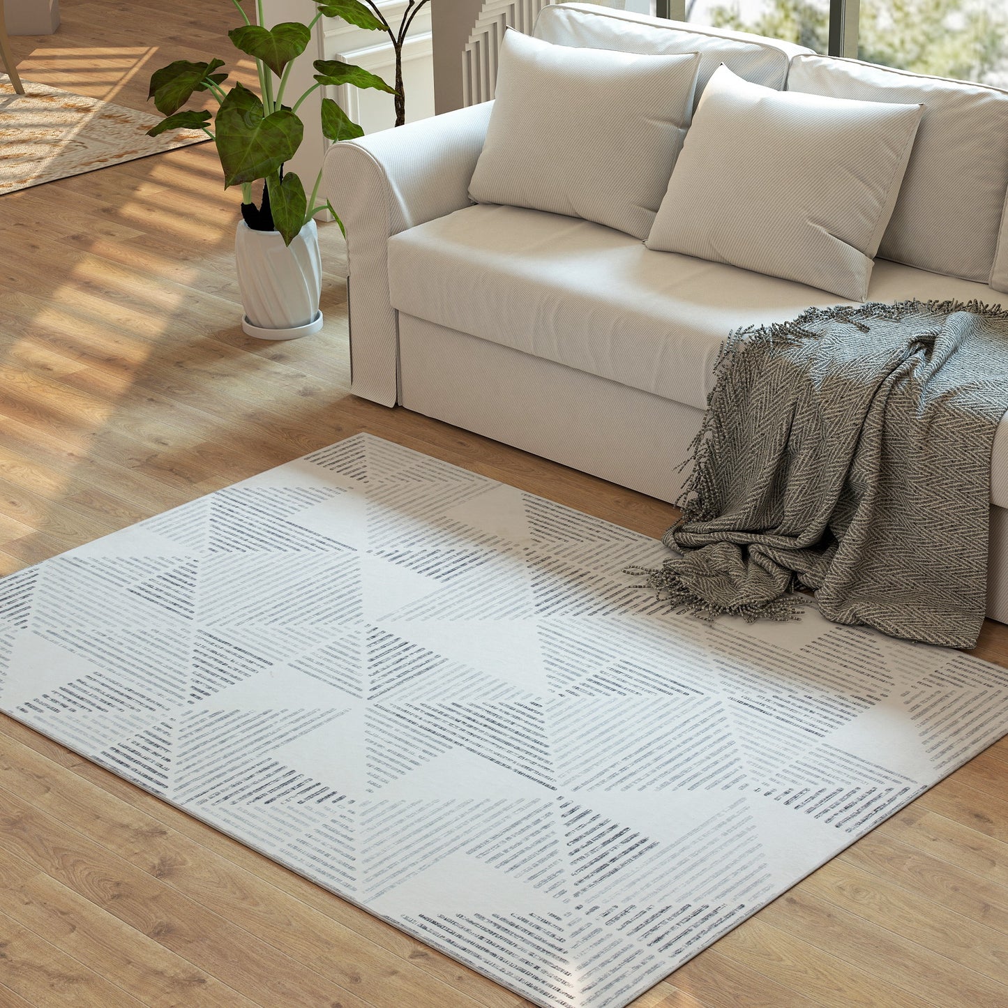 Non-Slip Large Rug for Living Room, 170 x 120 cm, Grey