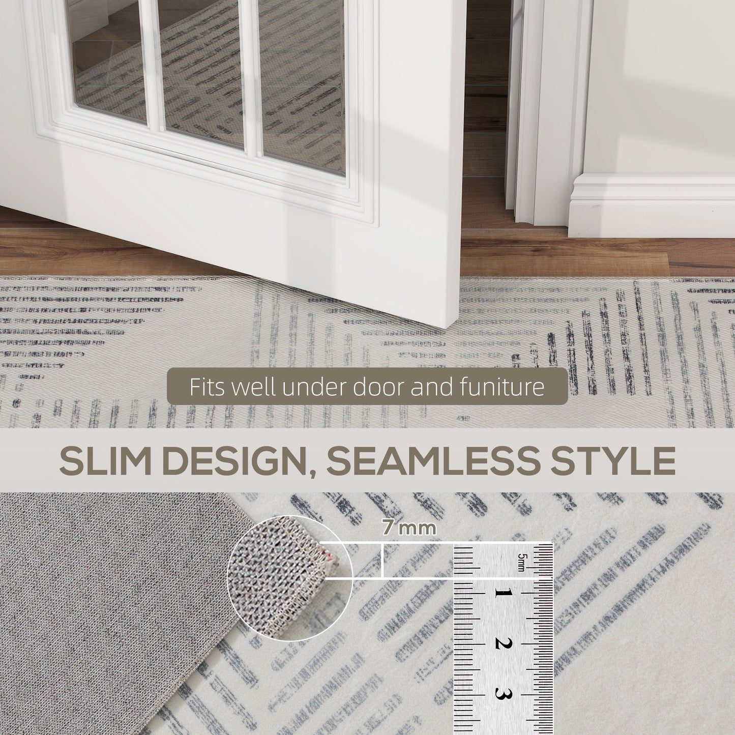 Non-Slip Large Rug for Living Room, 170 x 120 cm, Grey