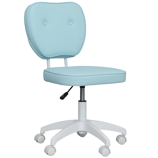 Vanity Task Chair with Adjustable Height, Armless, Blue