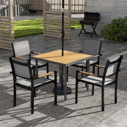 90cm Square Outdoor Patio Garden Dining Table with Umbrella Hole