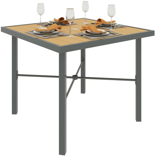 90cm Square Outdoor Patio Garden Dining Table with Umbrella Hole