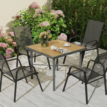 90cm Square Outdoor Patio Garden Dining Table with Umbrella Hole