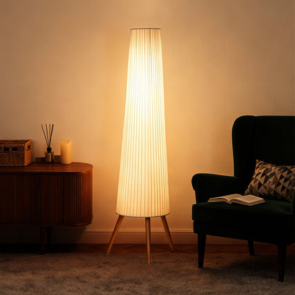 Dimmable Standing Lamp, Nordic Tripod Floor Lamp with Wood Legs