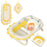 Foldable Baby Bath Tub Set with Bath Cushion, Wash Basin, Yellow