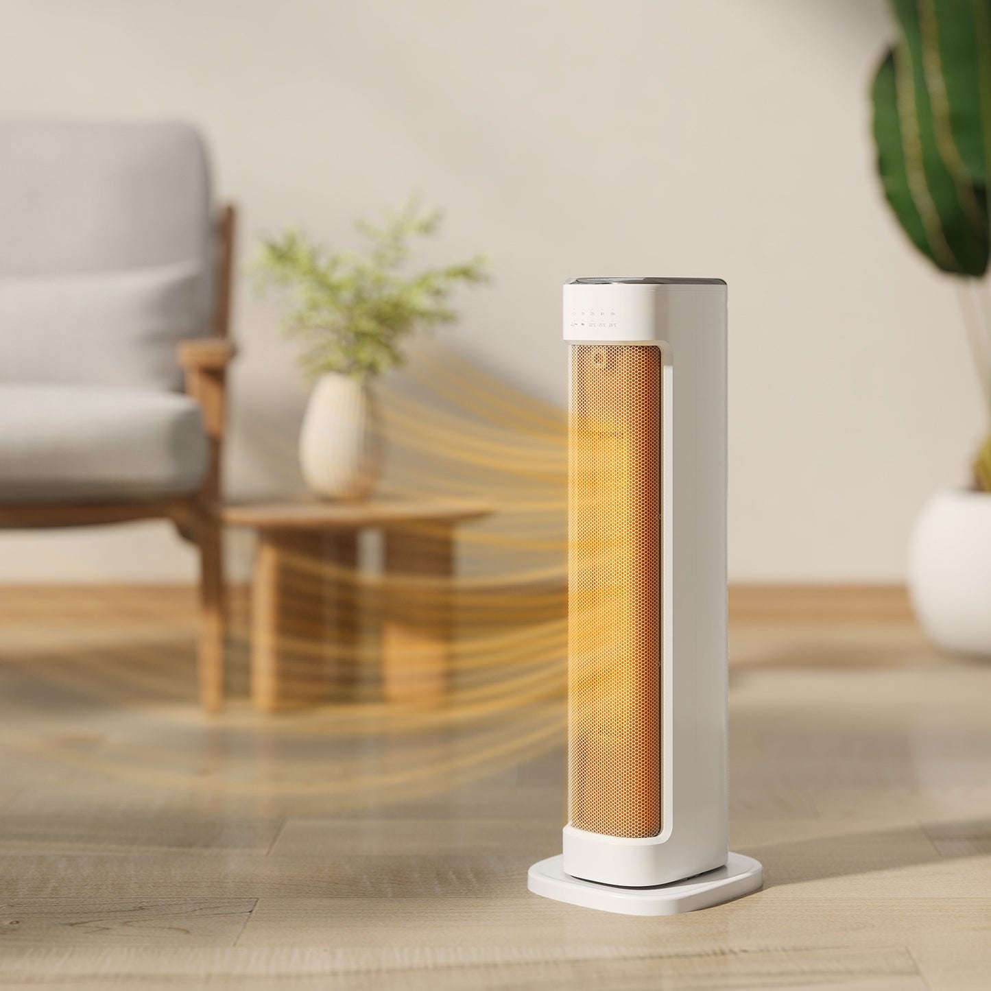 Ceramic Electric Heater, 2000W Space Heater with Timer, White