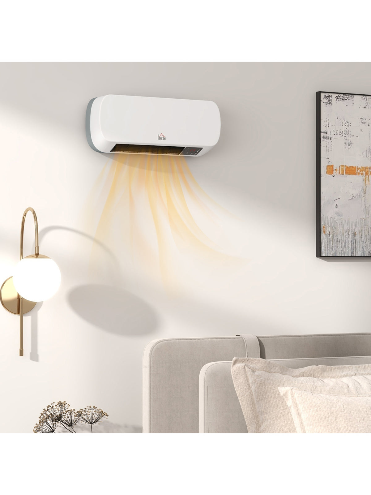 Wall Mounted Electric Heater with Timer Overheat Protection White