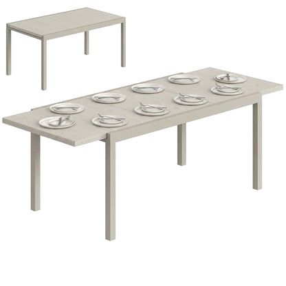 Extending Garden Table, Aluminium Outdoor Dining Table for 8-10