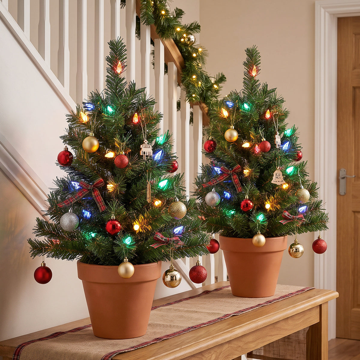 60 cm Prelit Christmas Tree, 2 Packs, 130 Tips, Ground Stakes, Green