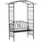 Garden Metal Arch Arbour with Bench Love Seat Chair Outdoor Patio Rose Trellis Pergola Climbing Plant Archway Tubular - 154L x 60W x 205Hcm