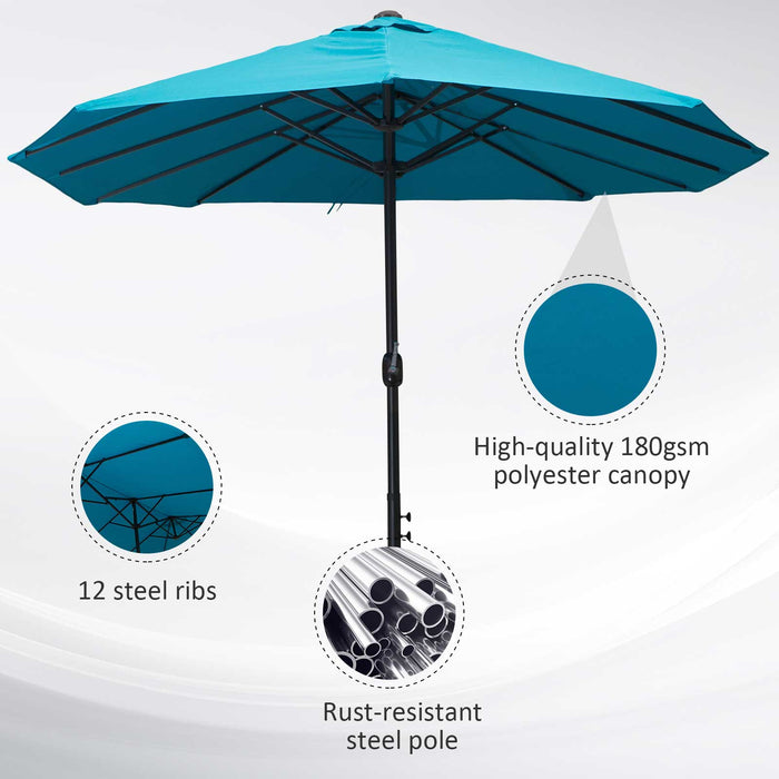 4.6m Double-Sided Patio Parasol Sun Umbrella-Blue