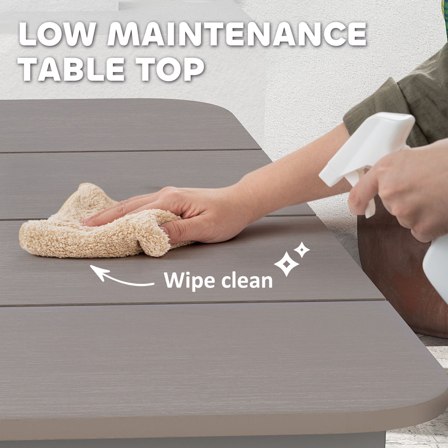 Garden Table with Rust Resistant Metal Frame, Dark Grey