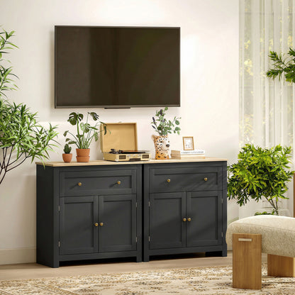 Sideboard, Kitchen Storage Cabinet w/ Adjustable Shelf, Drawer, Black