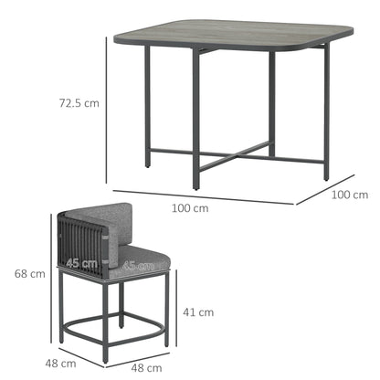 4 Seater Rattan Dining Set with Cushions, Charcoal Grey