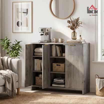 Sideboard with 3 Doors and Adjustable Shelves, Kitchen Cupboard, Grey