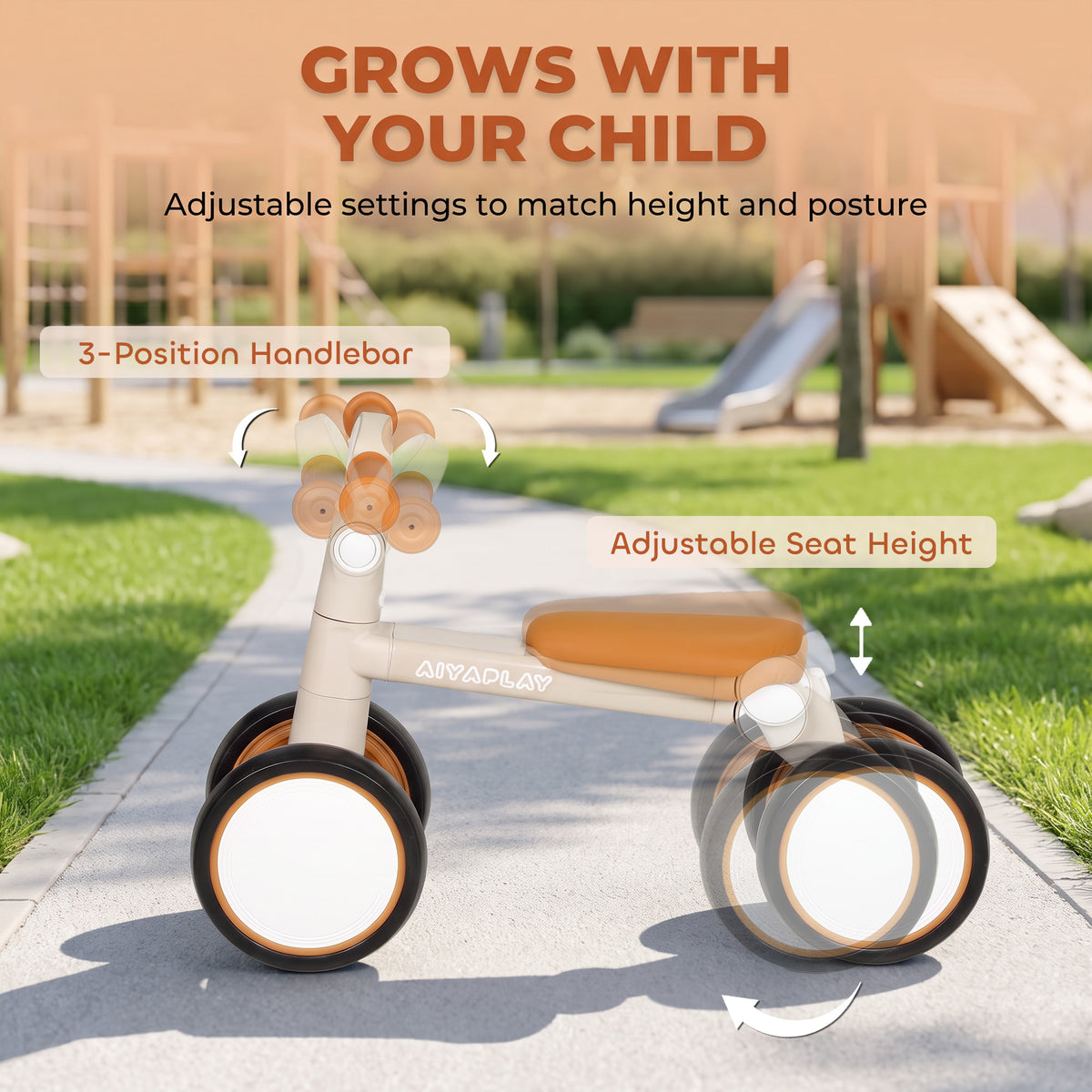 Balance Bike Lightweight and Adjustable for 1-2 Years, Cream White
