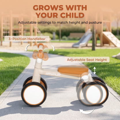 Balance Bike Lightweight and Adjustable for 1-2 Years, Cream White