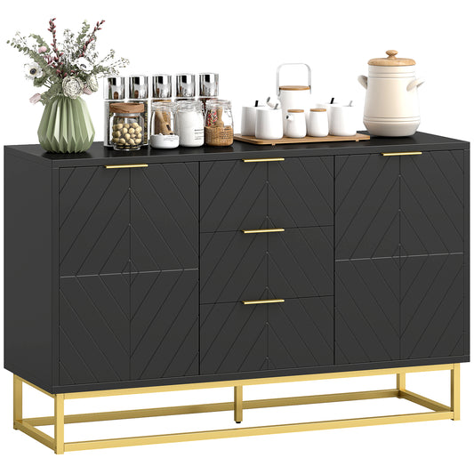 Sideboard Storage Cabinet with Adjustable Shelves, Black