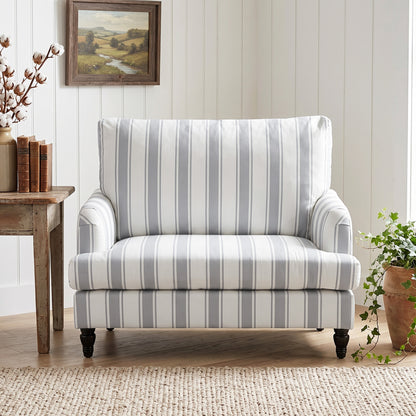 Velvet Single Sofa Armchair with Stripes, Grey