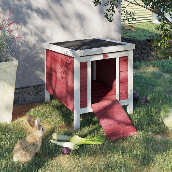 Wooden Rabbit Hutch Bunny Cage Guinea Pig House Pet Habitat Ferret Red