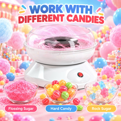 550W Candy Floss Maker with 10 Bamboo Sticks and Sugar Spoon - White