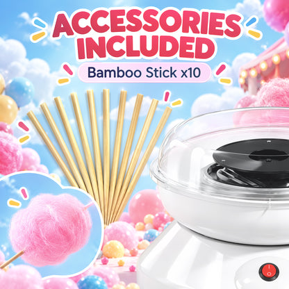 550W Candy Floss Maker with 10 Bamboo Sticks and Sugar Spoon - White