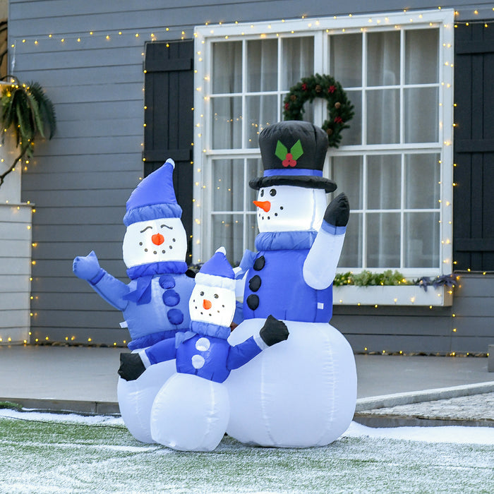 Inflatable Snowman Family Decoration w/ LED Lights Christmas Seasonal Fun