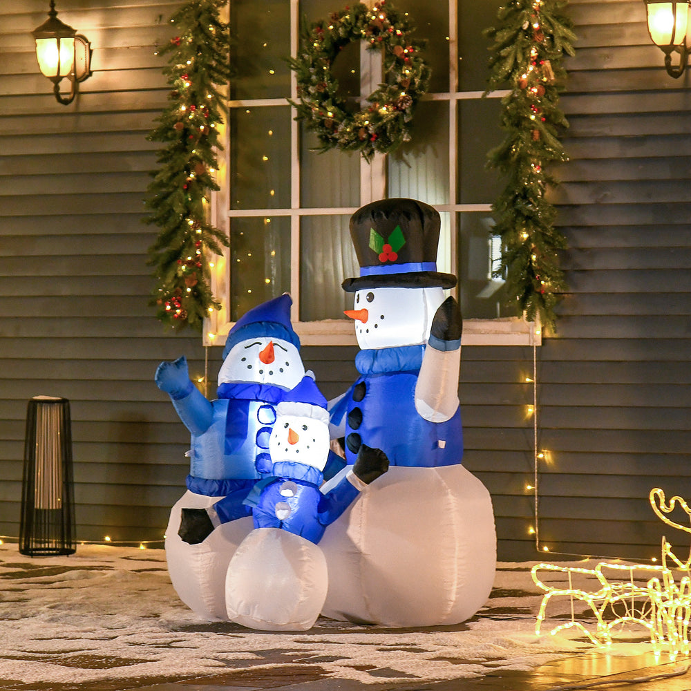 Inflatable Snowman Family Decoration w/ LED Lights Christmas Seasonal Fun