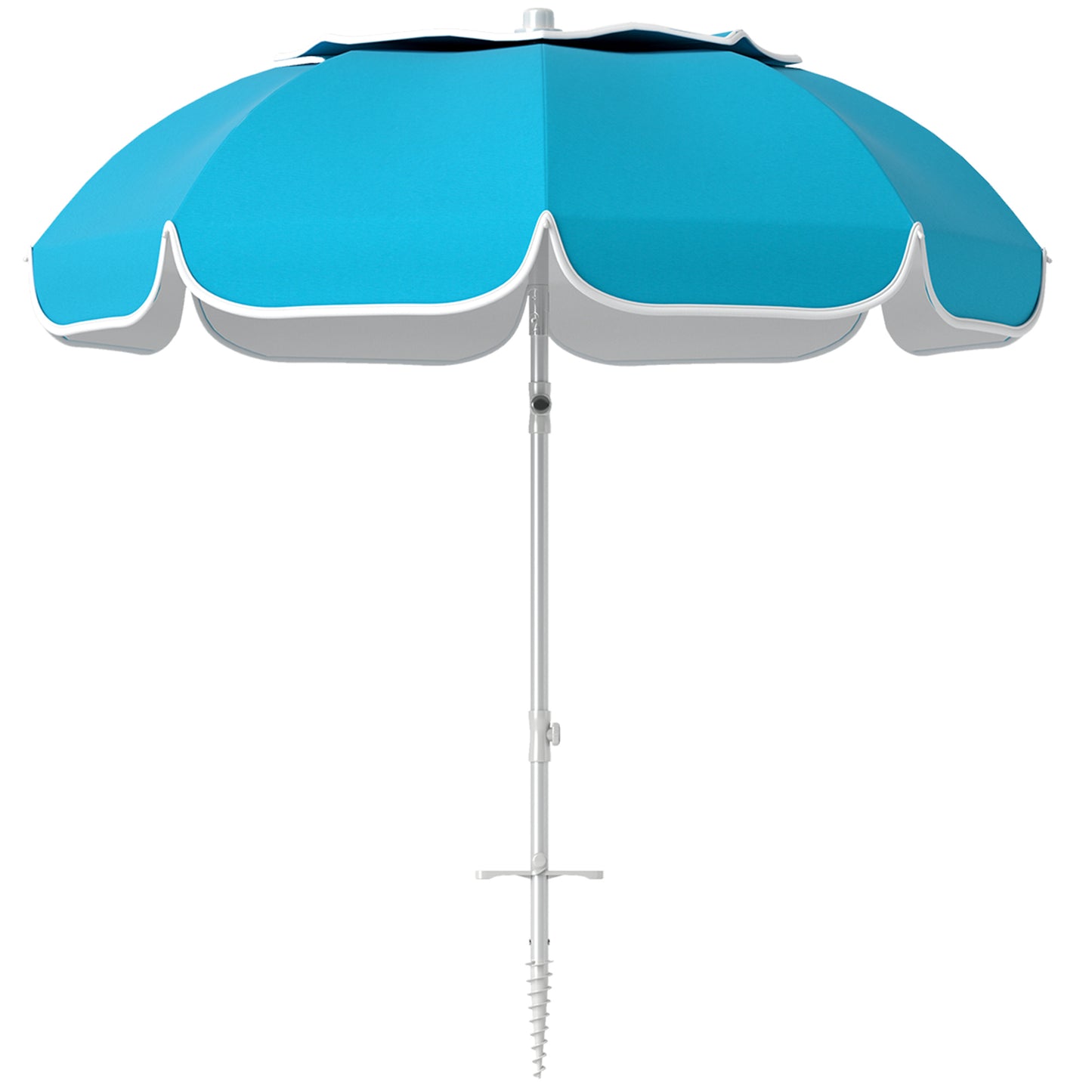 Beach Umbrella, Adjustable Height & Tilt Portable Parasol, Blue