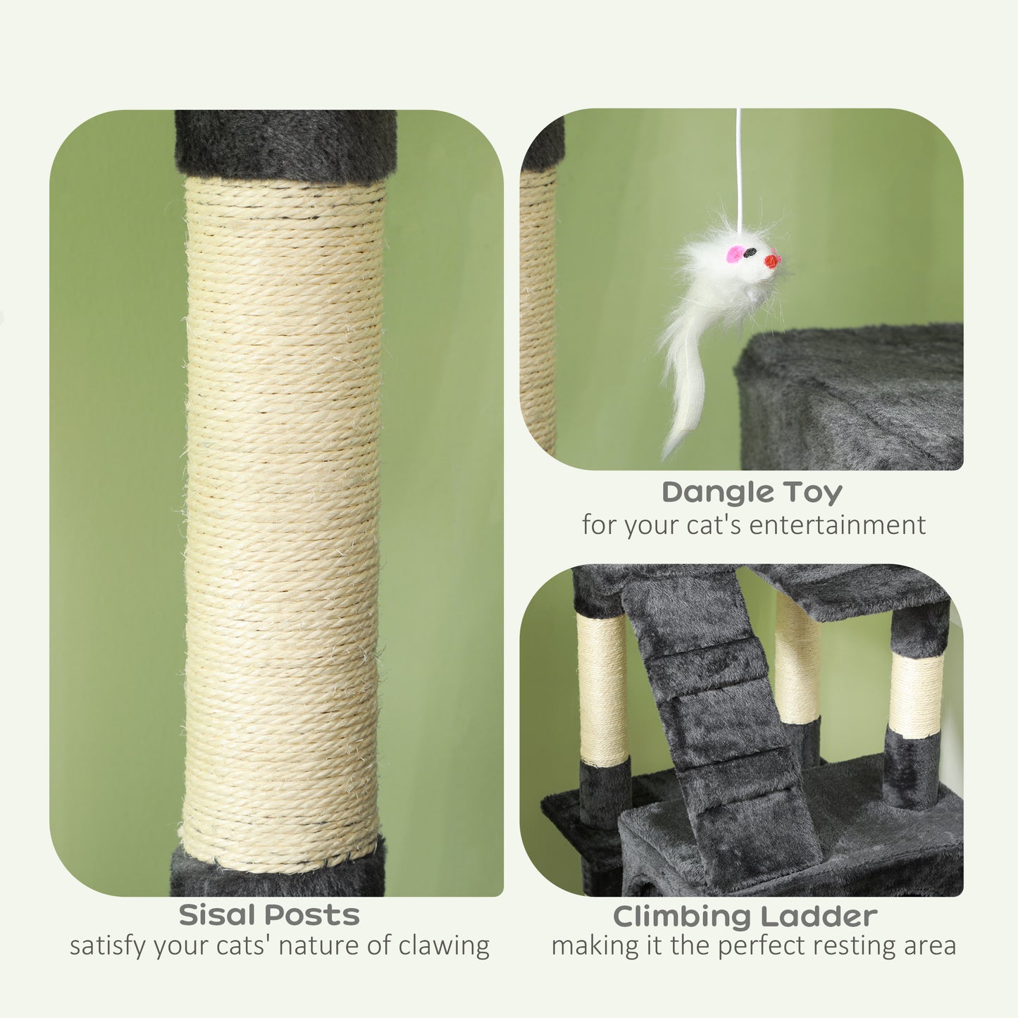 Cat Tree Scratcher Activity Centre, Scratching Post w/ Cat House, Bed