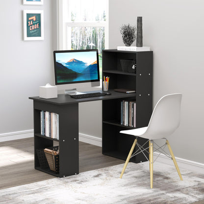 120cm Computer Desk Bookshelf Writing Table 6 Shelves Black