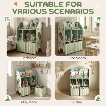 Kids Bookshelf with Storage, Toy Storage Unit for Playroom, Green