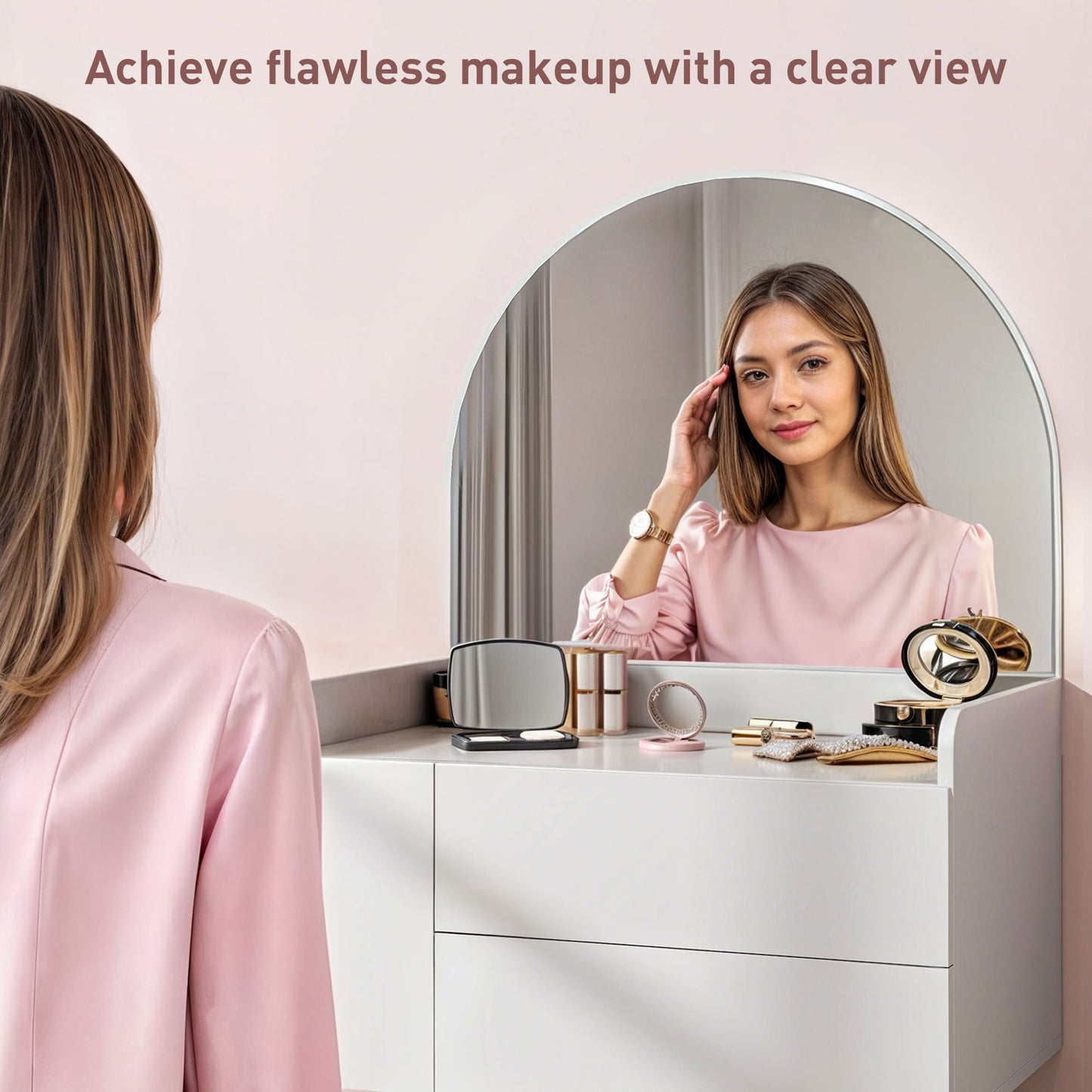 Makeup Vanity Table with Mirror Drawers Modern Dressing Table White