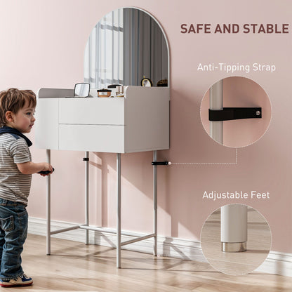 Makeup Vanity Table with Mirror Drawers Modern Dressing Table White