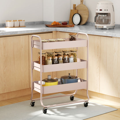 3-Tier Storage Trolley, Storage Cart with Mesh Backets, Wheels
